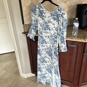 Floral Blue and White Dress